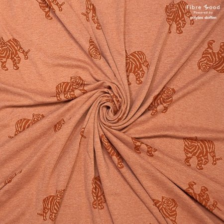 jacquard tijger oranje - french terry