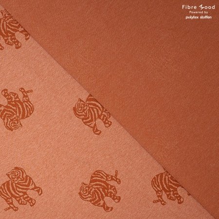 jacquard tijger oranje - french terry
