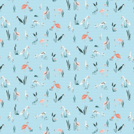 Salinas bird blue poplin - katoen