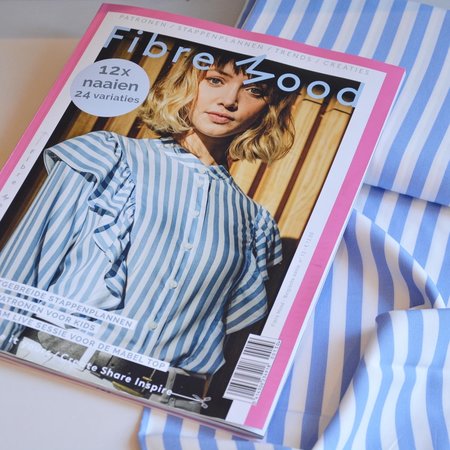 wit/blauw strepen - viscose