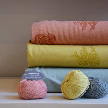 jacquard tijger geel - french terry