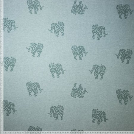 jacquard tijger groen/blauw - french terry