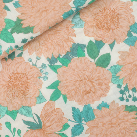 Peonies Sea Salt White - double gauze