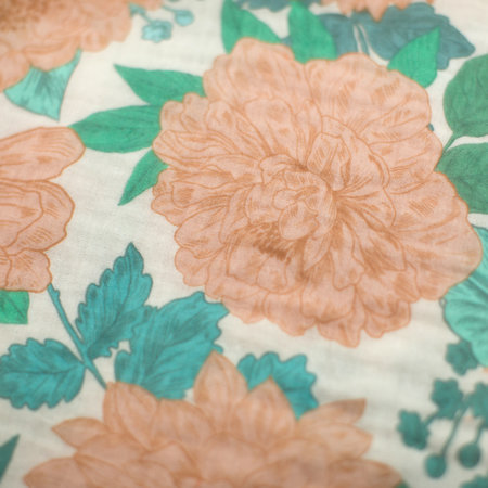 Peonies Sea Salt White - double gauze