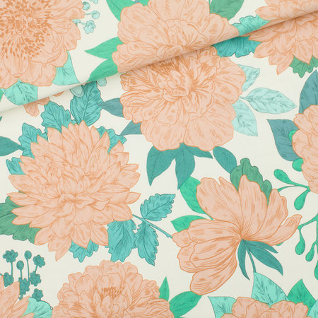 Peonies Sea Salt White - French Terry