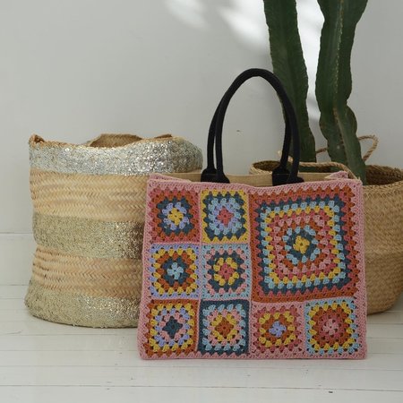 Haakpakket grote jute draagtas in herfstkleuren