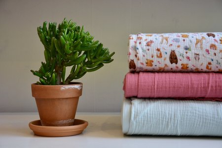 licht sage/mint - double gauze uni