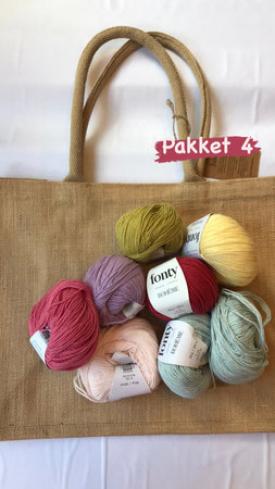 Haakpakket 4 grote jute draagtas