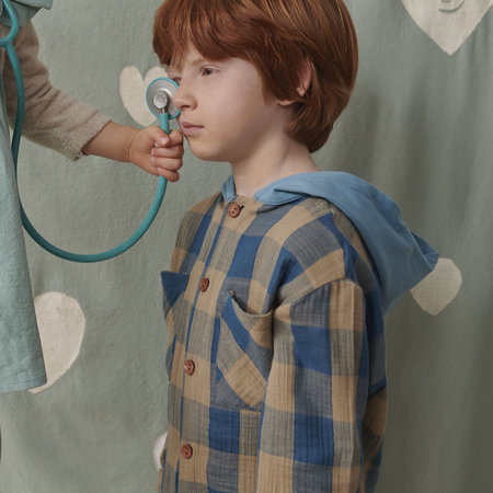 vichy 2 sand + blue - double gauze