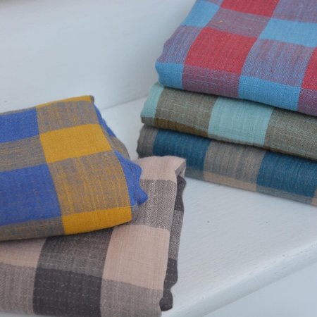vichy 2 sand + blue - double gauze