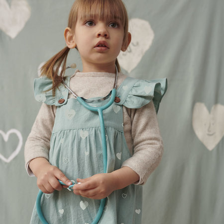 rustic cotton hearts mint - katoen