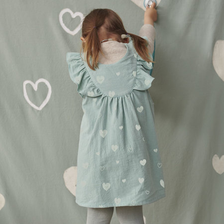 rustic cotton hearts mint - katoen