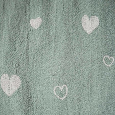 rustic cotton hearts mint - katoen