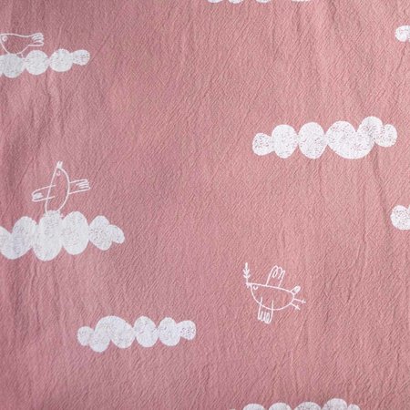 rustic cotton cloud bird pink- katoen