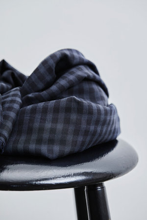 Two tone check dark navy - tencel