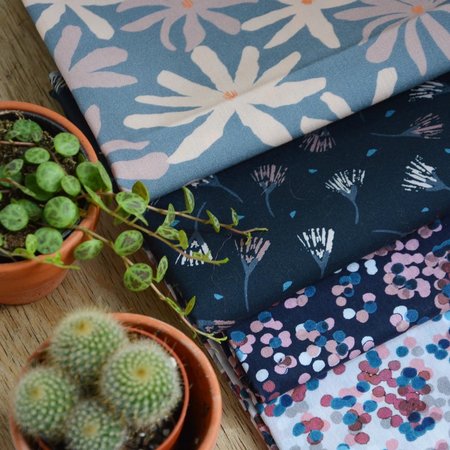 indigo met bloem katoen - katoen