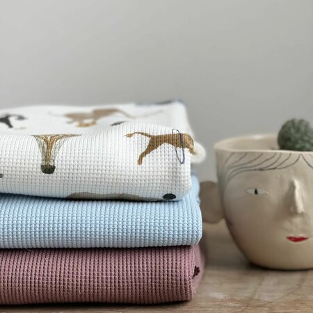 waffle cotton licht blauw - jersey