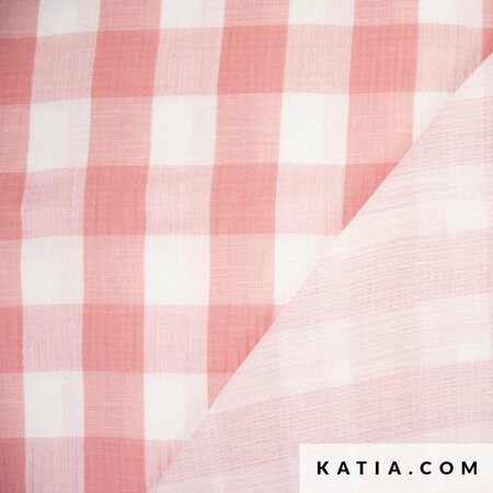 ruitjes pink en white - double gauze