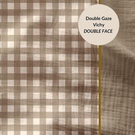 DOUBLE GAUZE VICHY BEIGE- double gauze