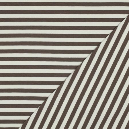 strepen taupe - french terry