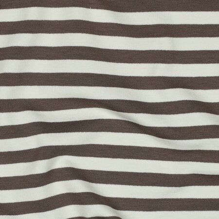 strepen taupe - french terry