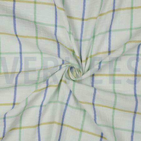 Double gauze ruiten groen- double gauze