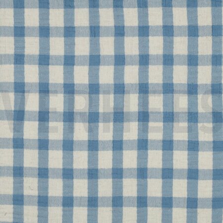 double gauze vichy licht blauw - double gauze