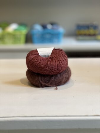 Breipakket Sophie shawl rood bruin
