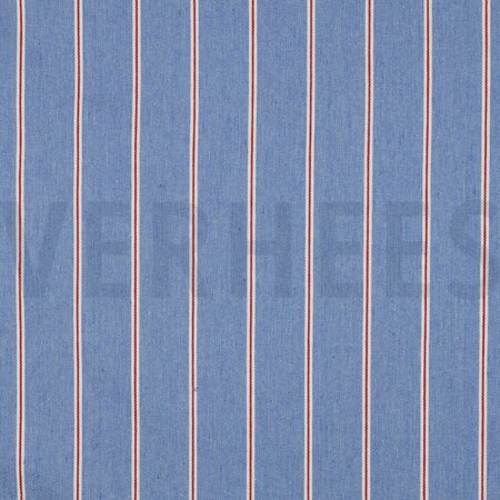 Licht blauwe/rode strepen jeans