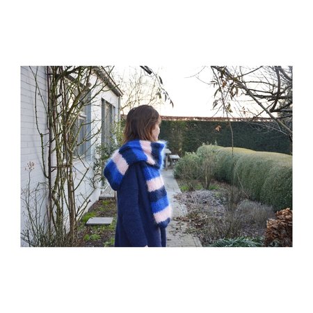 Breipakket voor sjaal in kid annell blauw/roos/felblauw